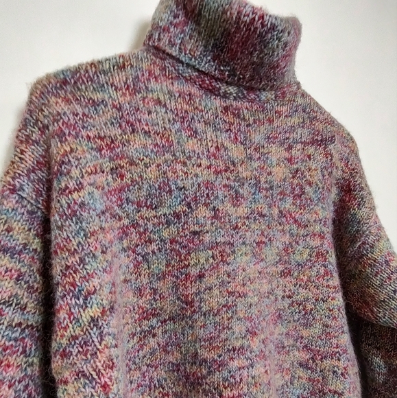 Vintage Express Multicolor Alpaca Wool Blend Turtleneck Sweater - Picture 3 of 9